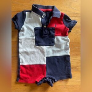 Ralph Lauren Kids Polo Romper - Red, White, and Blue